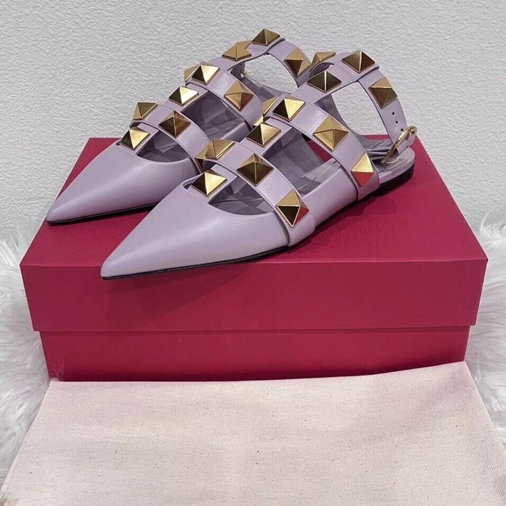 Valentino Garavani Roman Stud Ankle Strap Mule Vlogo Rockstud Cage Flat 36/38